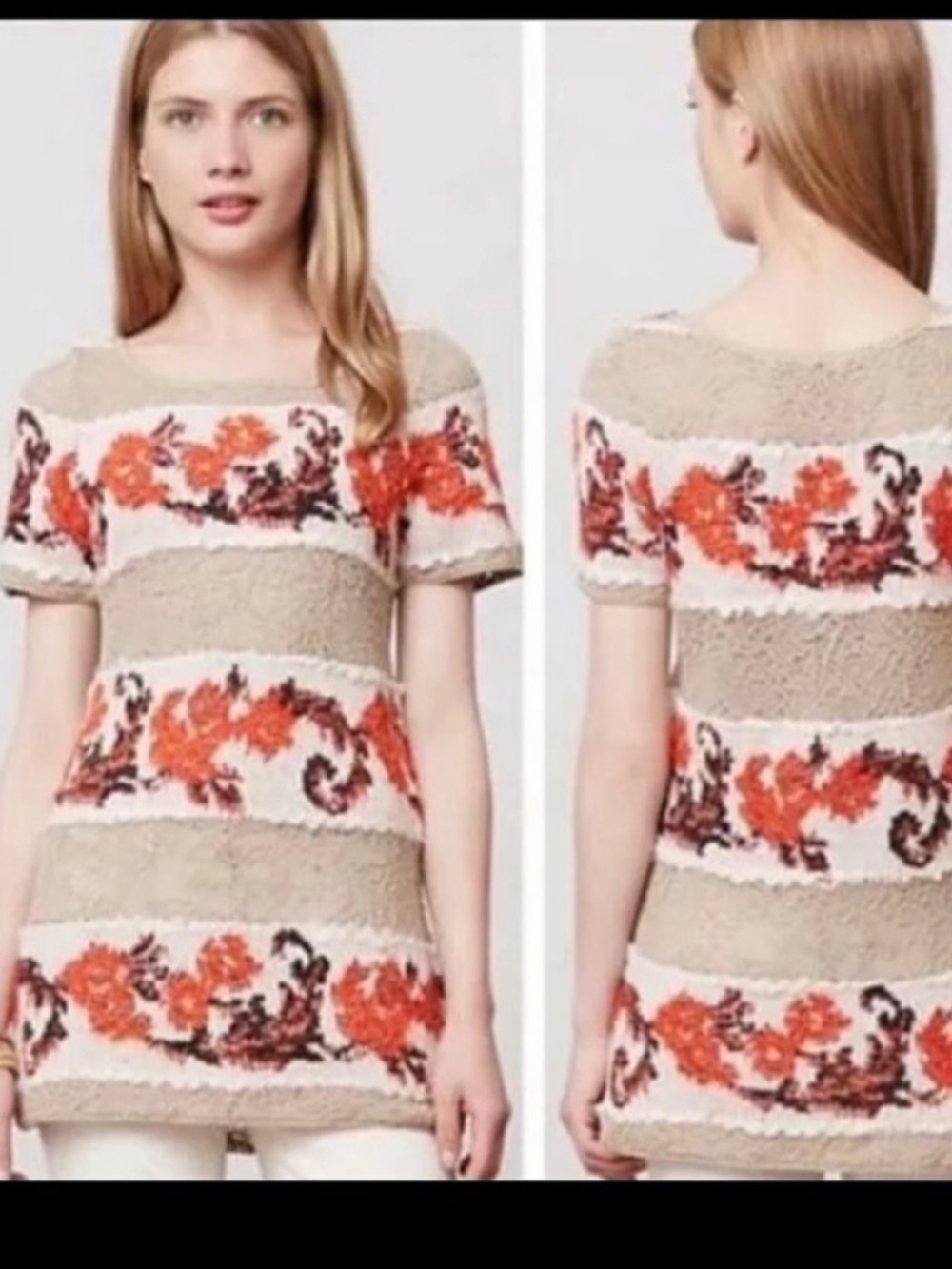 Anthropologie Knitted & Knotted Banded Bouquet Top Bohemian Western